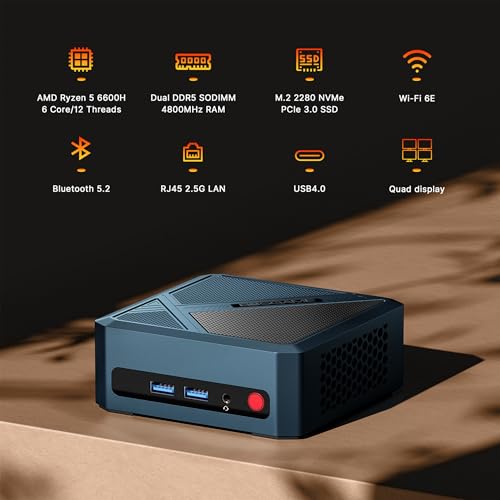 Mini PC Ryzen 5 3550H 16GB RAM 512GB NVMe SSD Triple Display USB-C Dual HDMI Gigabit Ethernet J110