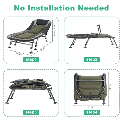 Oversized Folding Camping Cot with Mattress and Carry Bag, Green B339