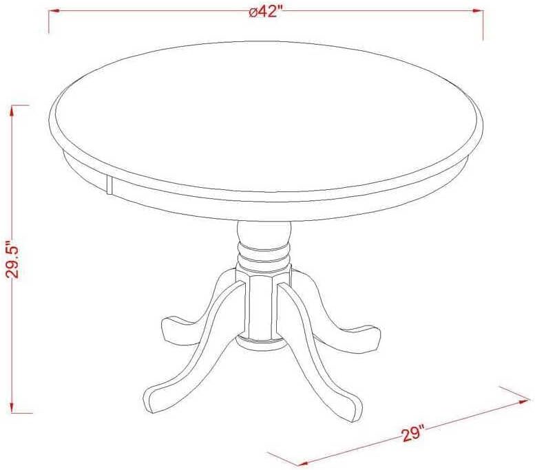 5 Piece Dining Set with Round Kitchen Table and 4 Chairs, Mahogany J36206