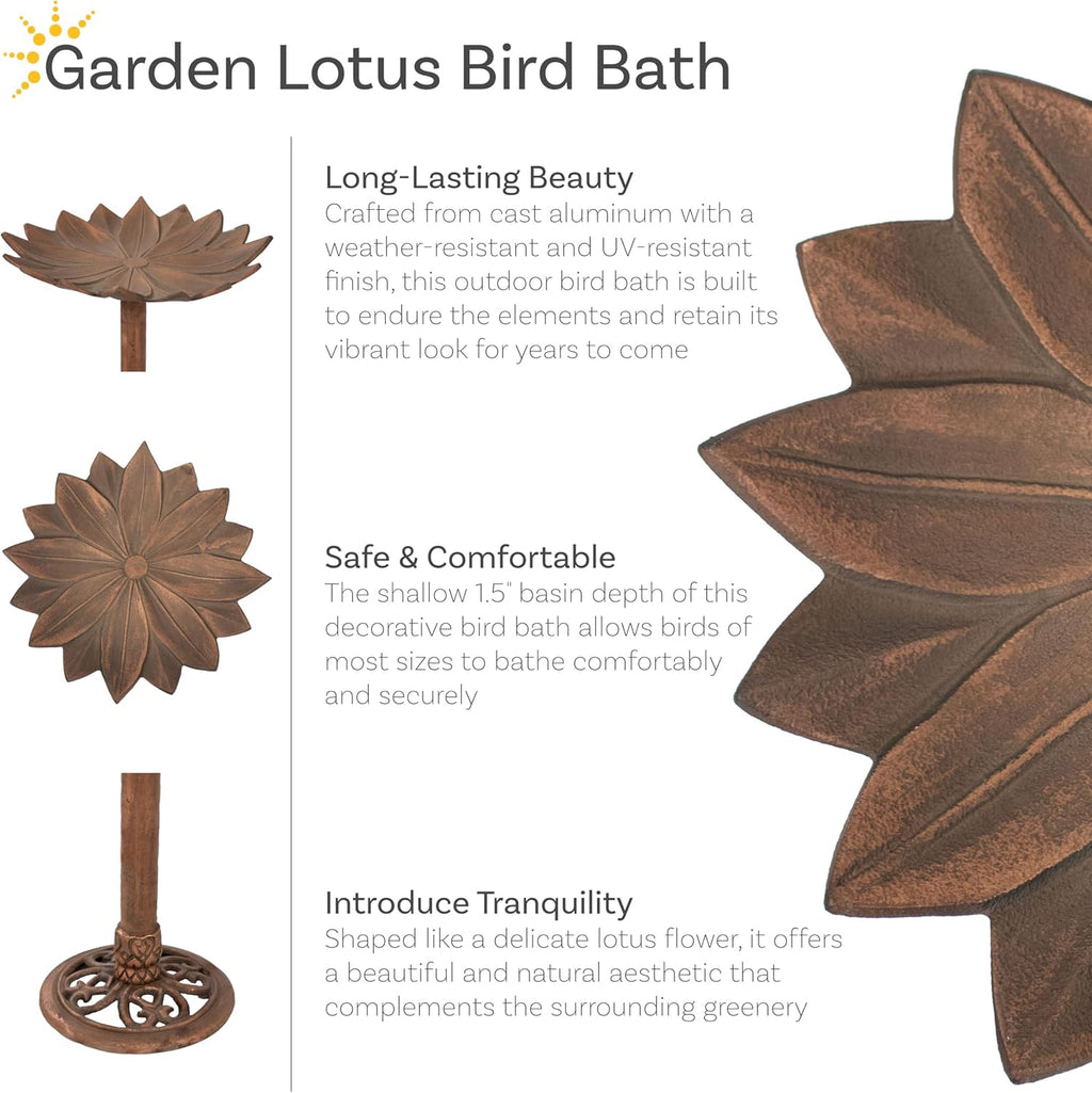 Copper Patina Cast Aluminum Bird Bath Q86297
