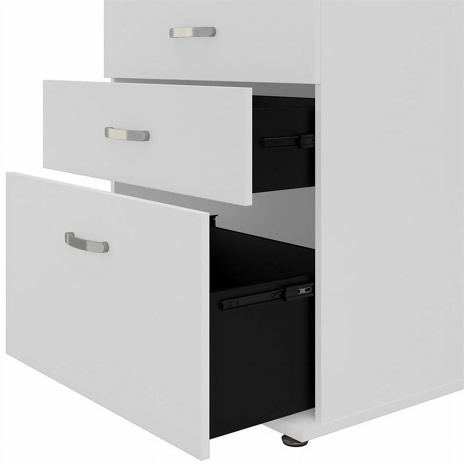 White Engineered Wood Laundry Room Cabinet with Drawers M60926