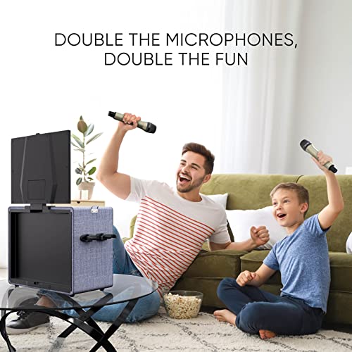 2 Wireless Microphones Bluetooth Portable PA Speaker System with 15" Touch Tablet F23417
