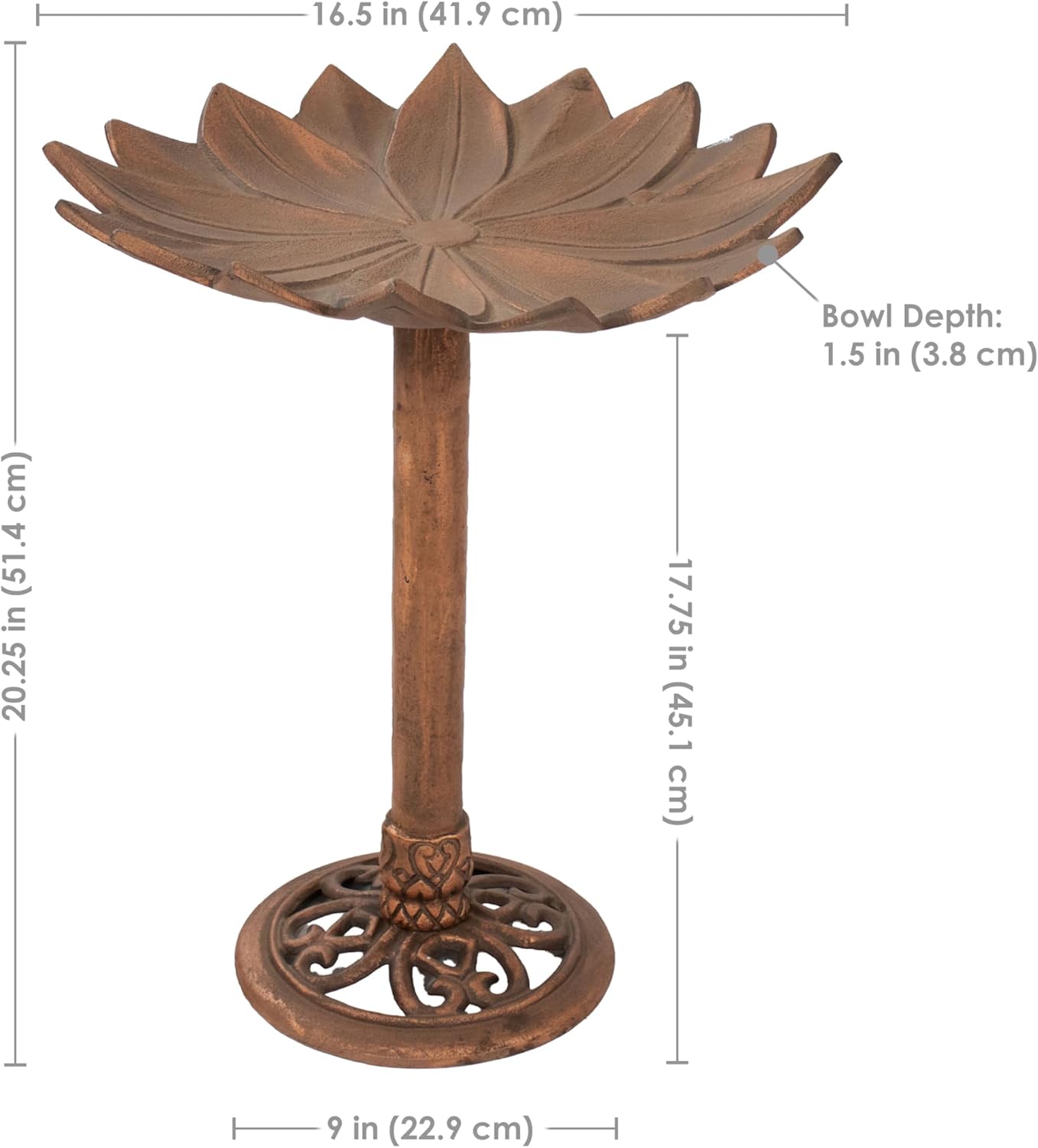 Copper Patina Cast Aluminum Bird Bath Q86297