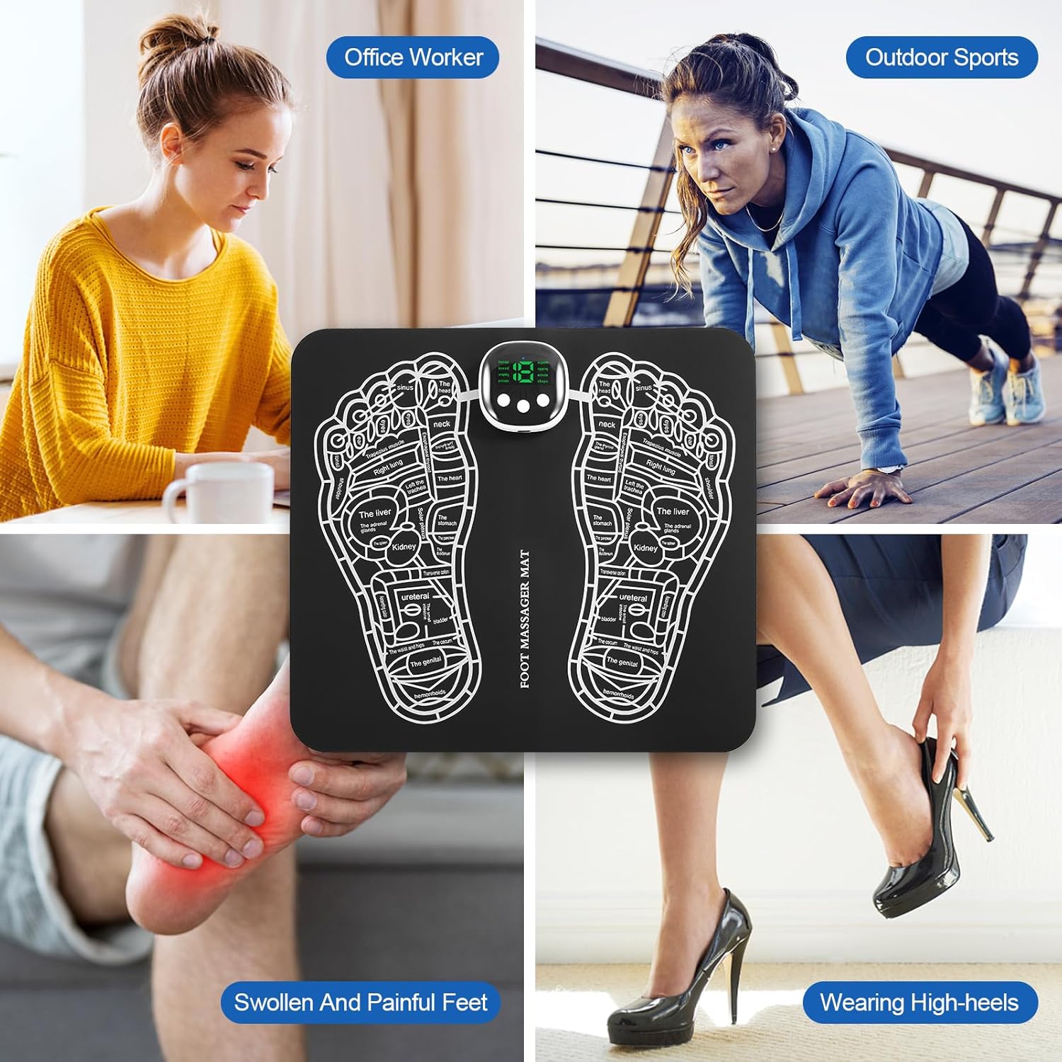 Foot Massager Mat with 8 Modes and 19 Intensity Levels Z7004