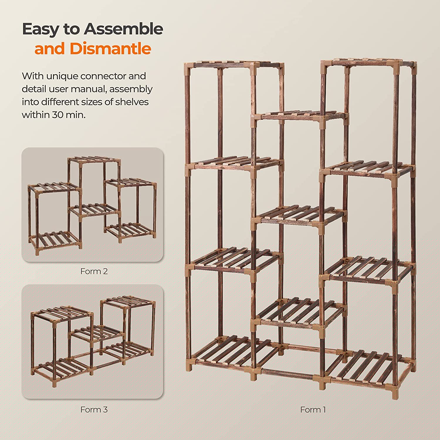 11-Tire Tall Wood Plant Stand L476037
