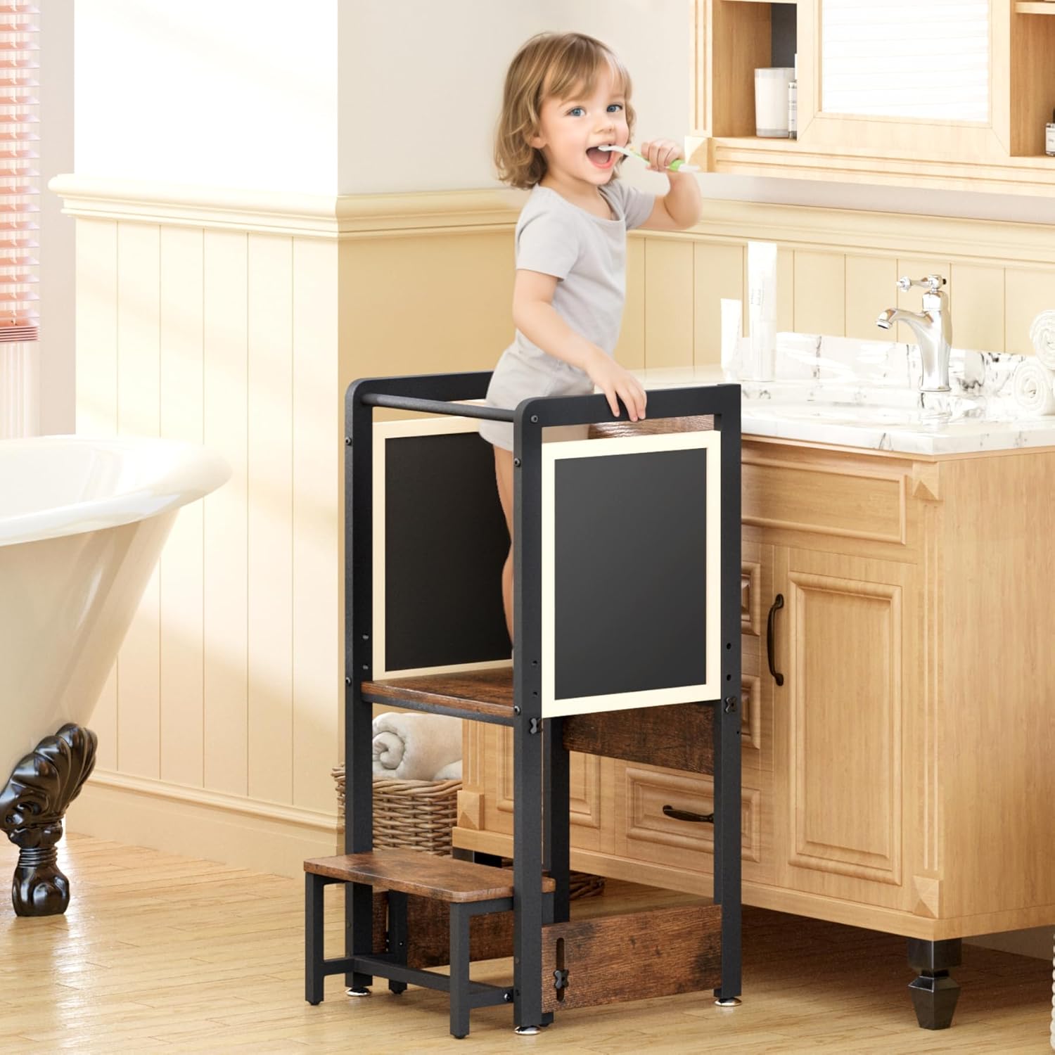 4 in 1 Adjustable Height Wooden Toddler Kitchen Stool E426117