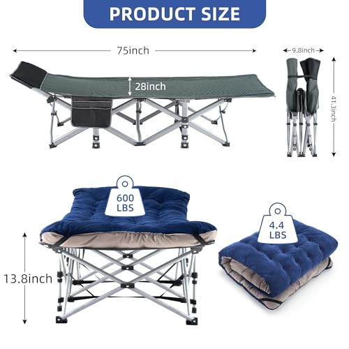 Folding Camping Cot with Pillow and Carry Bag T757540