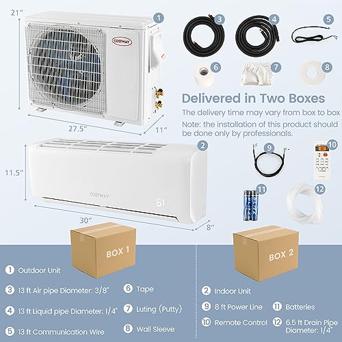12000BTU Ductless Inverter Mini Split Air Conditioner and Heater Q65899