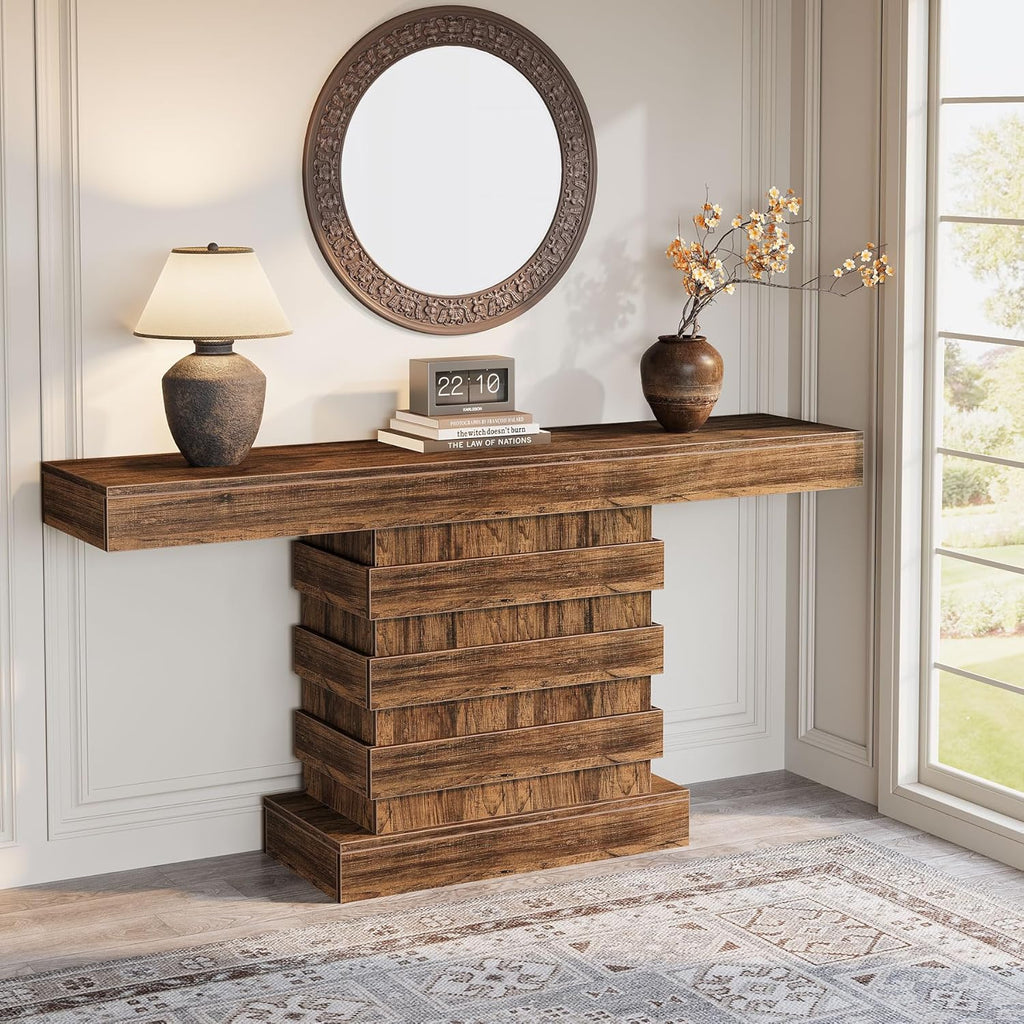 Rustic Brown 63-Inch Long Wooden Console Table T848537