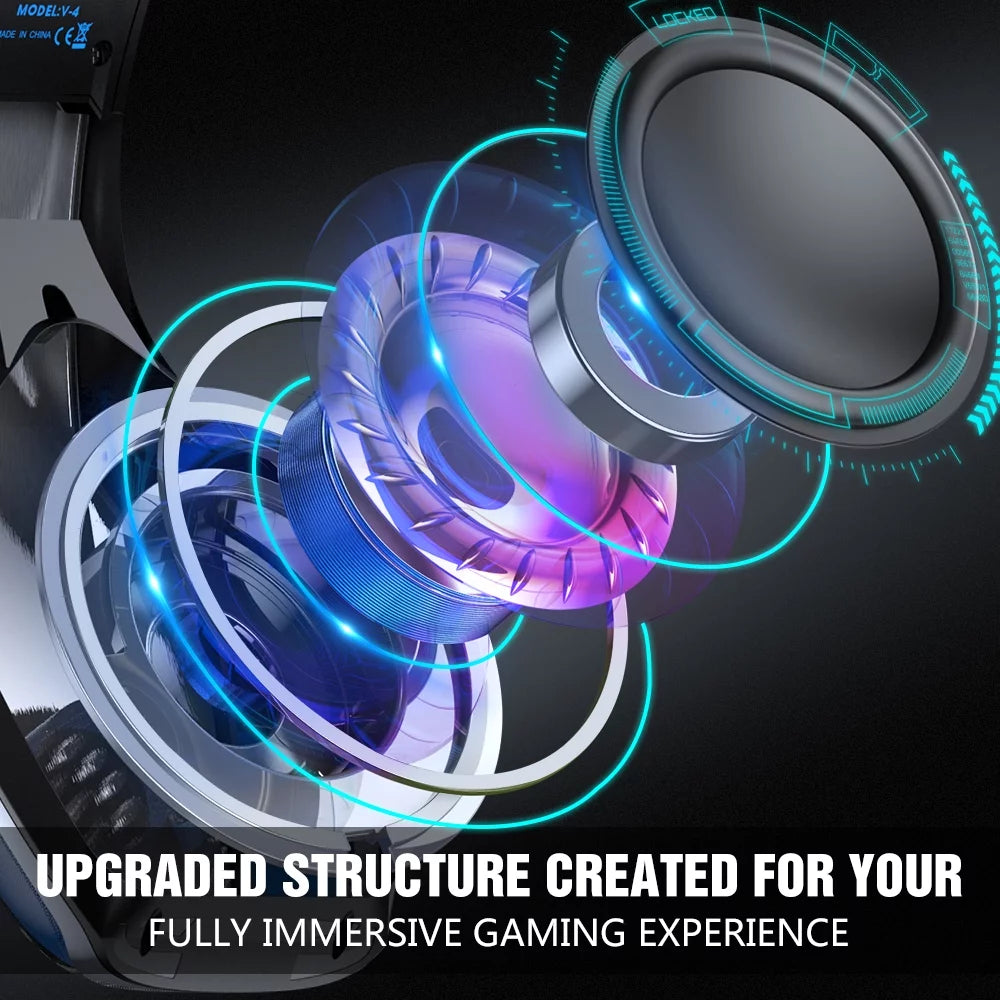 Gaming Headset with Noise Cancelling Mic, LED Light, Over Ear Headphone W295