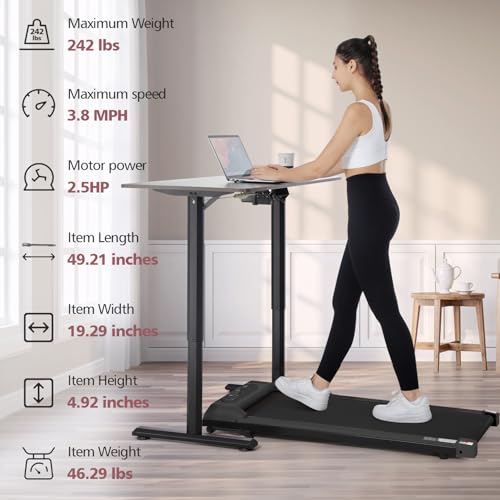 Slim Under Desk Treadmill with Remote Control and LED Display A658232