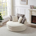 Oversized Corduroy Swivel Barrel Armchair with 5 Detachable Pillows J957
