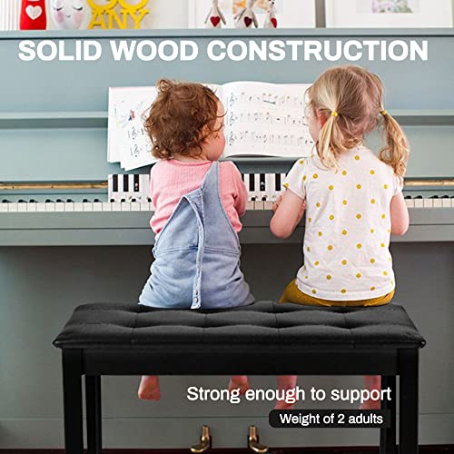 White Wooden Piano Bench with Storage and Padded Cushion H87382