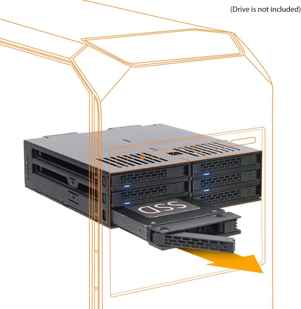 6 x 2.5" SATA HDD SSD Hot Swap Cage for External 5.25" Bay Z611