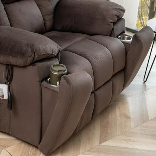 Extra Wide Power Recliner Lift Chair with Heat and Massage (Brown) T1132