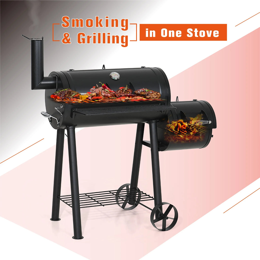 28'' BBQ Charcoal Grill with Offset Smoker N780032