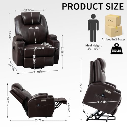 Black Power Lift Recliner Chair with Heat and Massage A2759