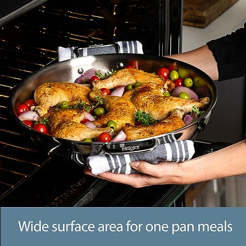 3-Ply Stainless Steel Large Frying Pan 7 Quart Y910