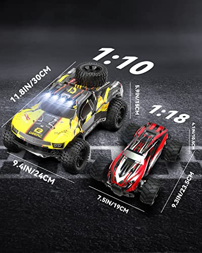 1:10 Large Remote Control Truck with Lights, 48 km/h 4x4 Off-Road Electric Vehicle with 2 Rechargeable Batteries K523