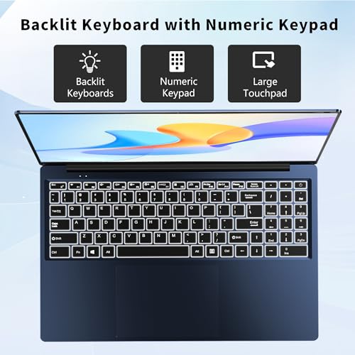 16 Inch Windows 11 Pro Gaming Laptop, 16GB RAM 1TB SSD, N150 Processor, Backlit Keyboard M583