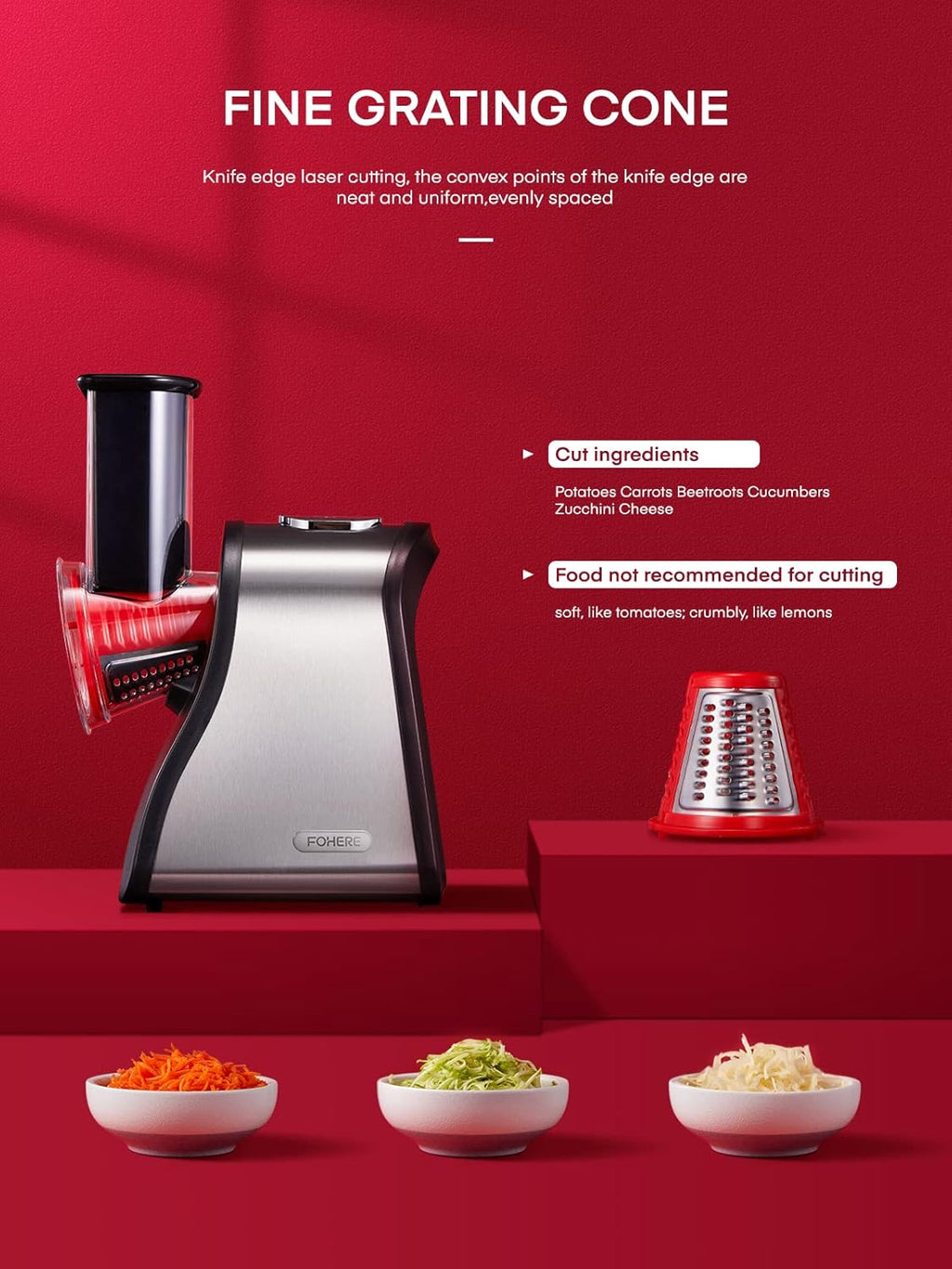 Electric Cheese Grater Salad Maker, Red H251913
