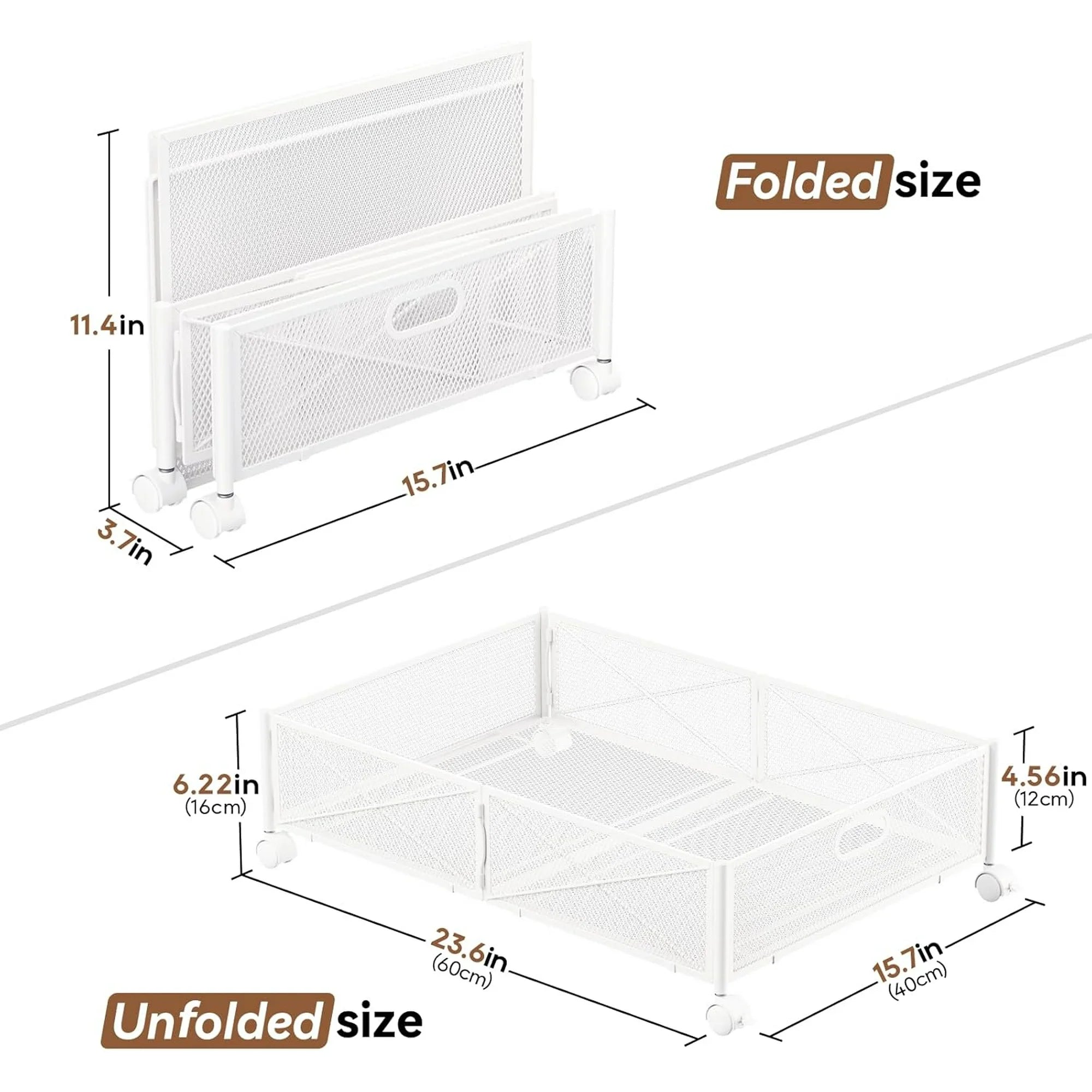 Under Bed Storage Containers with Wheels, Metal Storage Containers -2PCK E45897
