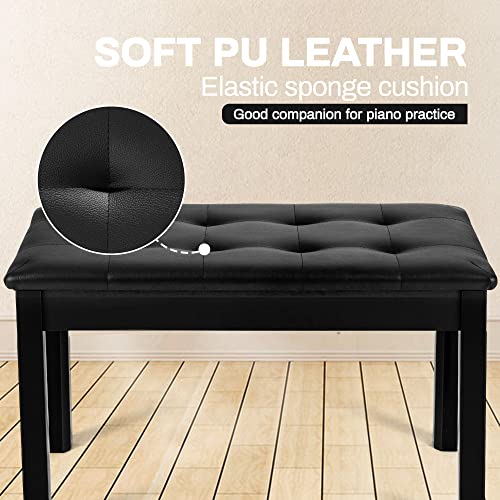 White Wooden Piano Bench with Storage and Padded Cushion H87382