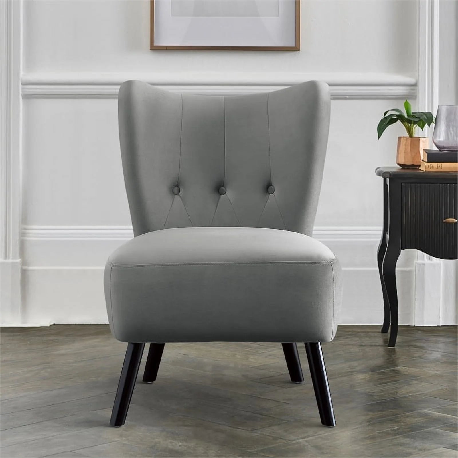 Gray Velvet Accent Chair J609