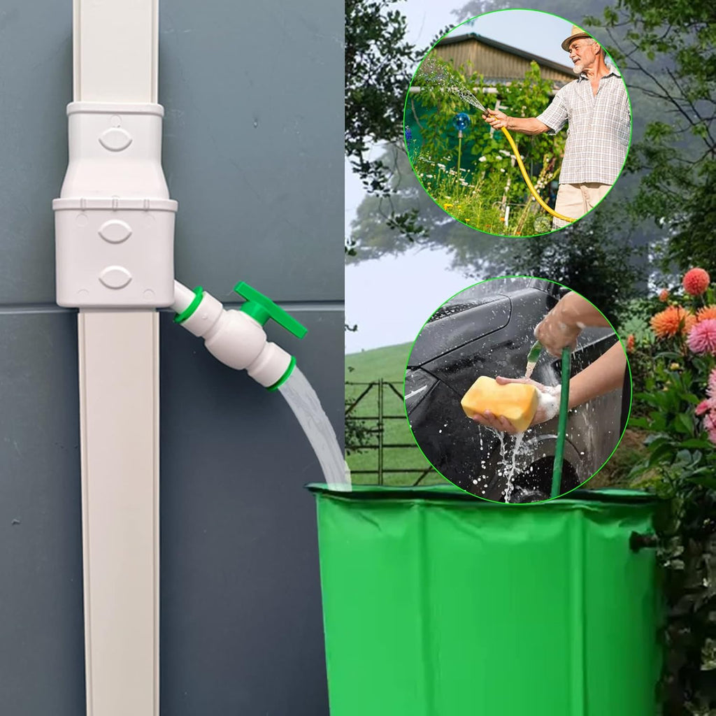 Rain Barrel Diverter Kit with Shut Off Valve for 2'' x 3'' Standard Gutter Downspout O838