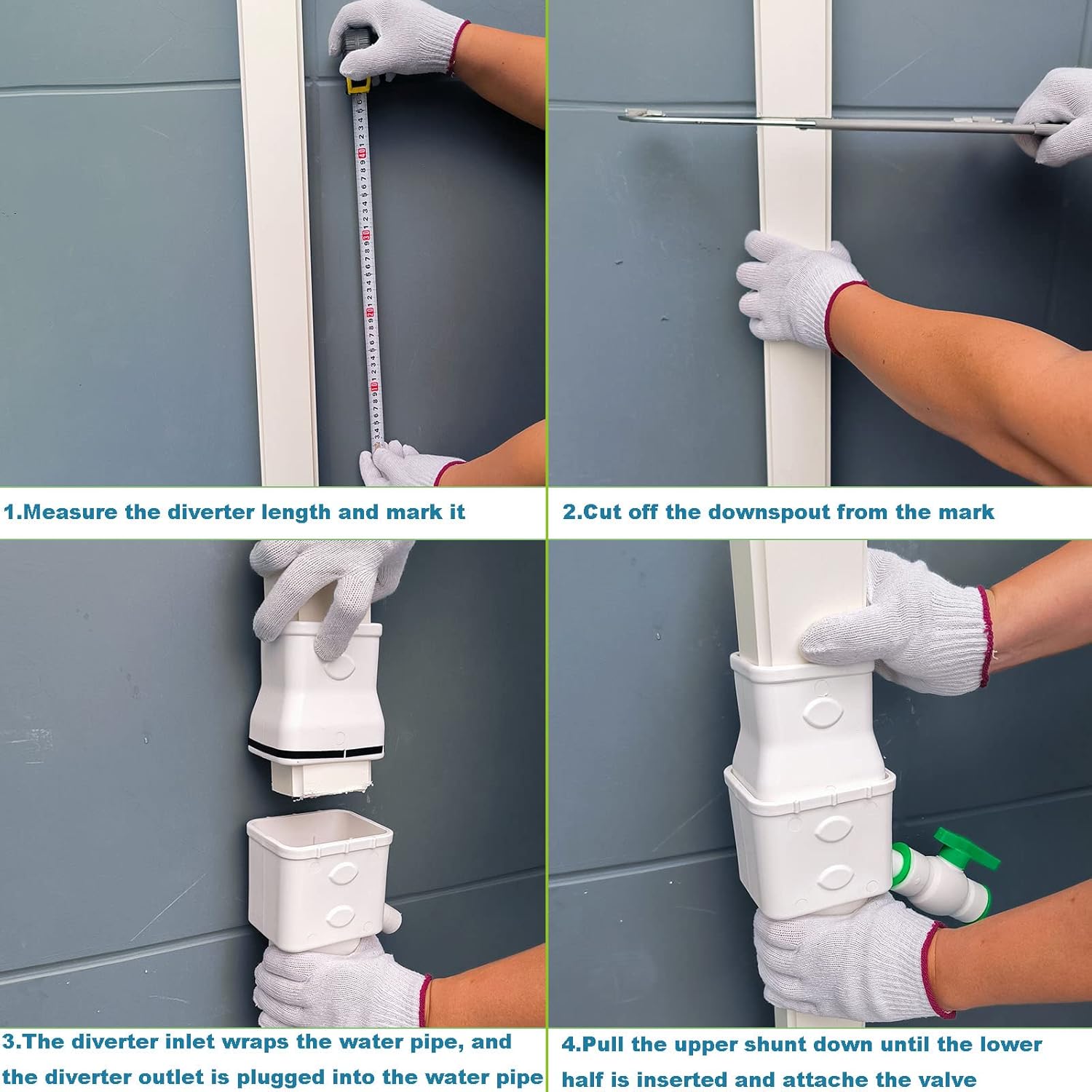 Rain Barrel Diverter Kit with Shut Off Valve for 2'' x 3'' Standard Gutter Downspout O838