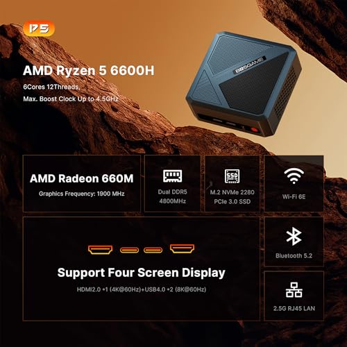 Mini PC Ryzen 5 3550H 16GB RAM 512GB NVMe SSD Triple Display USB-C Dual HDMI Gigabit Ethernet J110