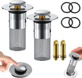 2PCS 304 Stainless Steel Pop-Up Sink Drain Strainer with Removable Filter Basket Z229867