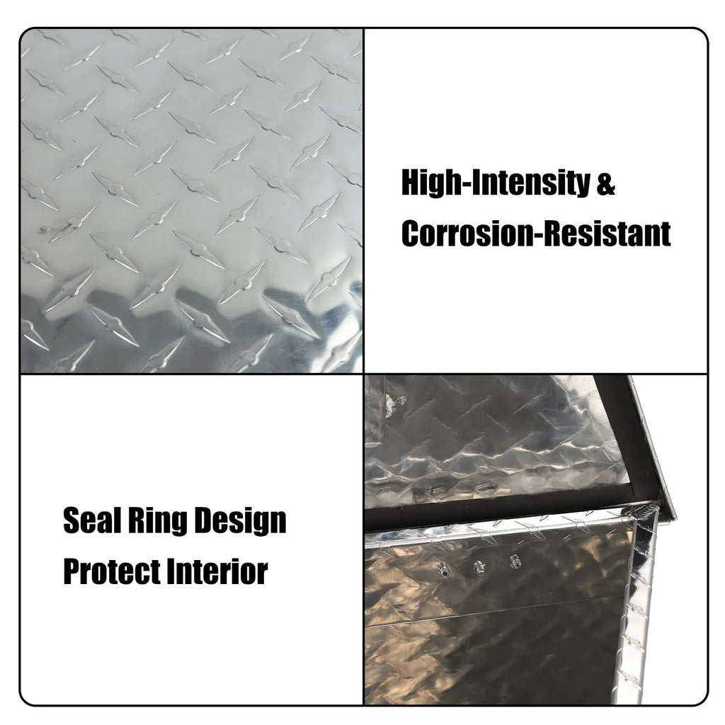 Heavy Duty Aluminum Diamond Plate Trailer Tongue Box with Lock and Keys, Silver, 39 x 16.5 x 12 Inches H6601