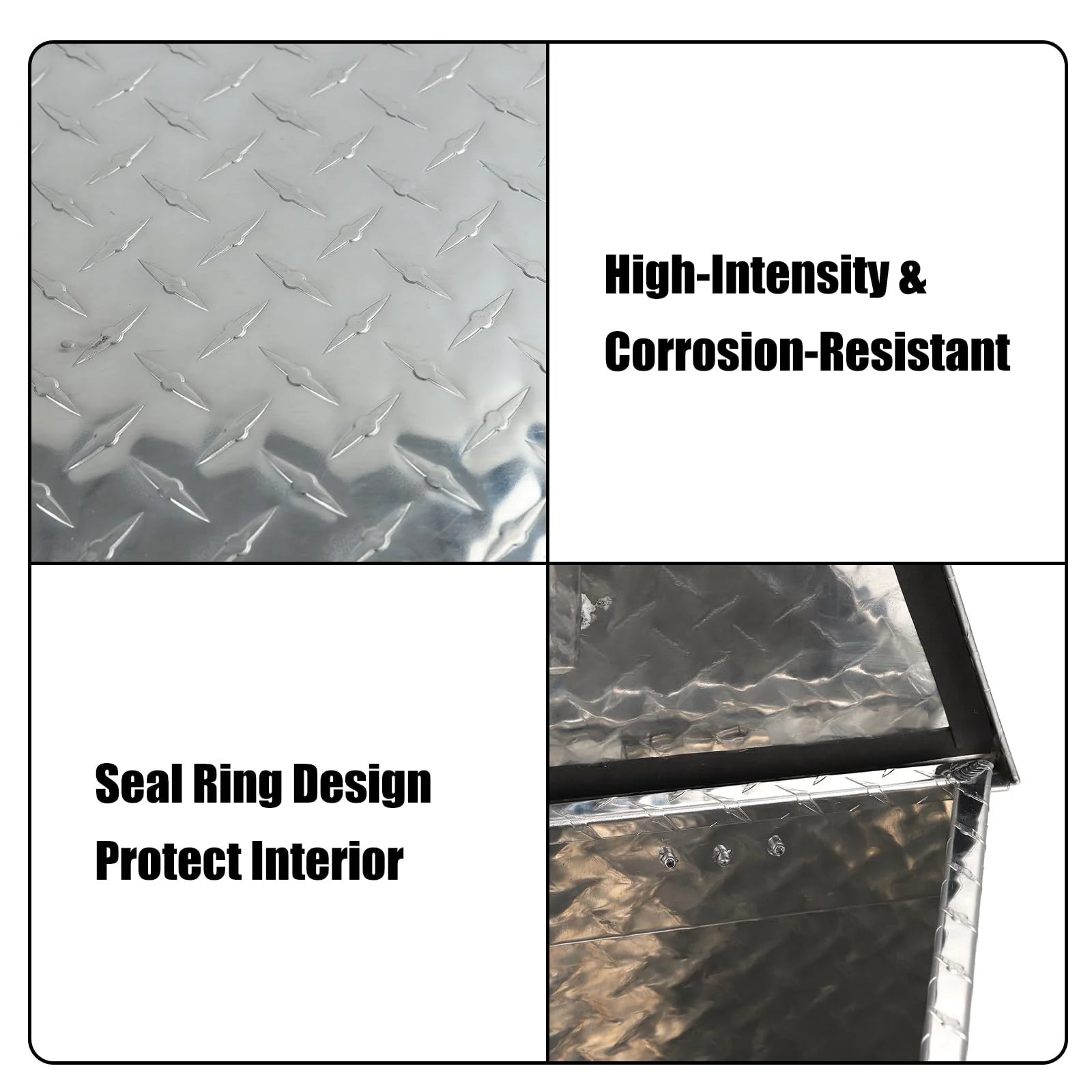 Heavy Duty Aluminum Diamond Plate Trailer Tongue Box with Lock and Keys, Silver, 39 x 16.5 x 12 Inches H6601