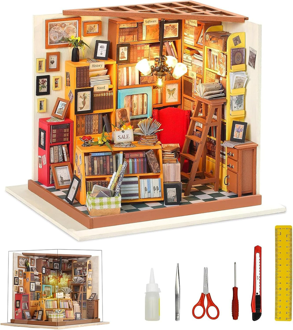 Miniature House Kit with Light and Dust Proof Wooden DIY Model House Kit L597