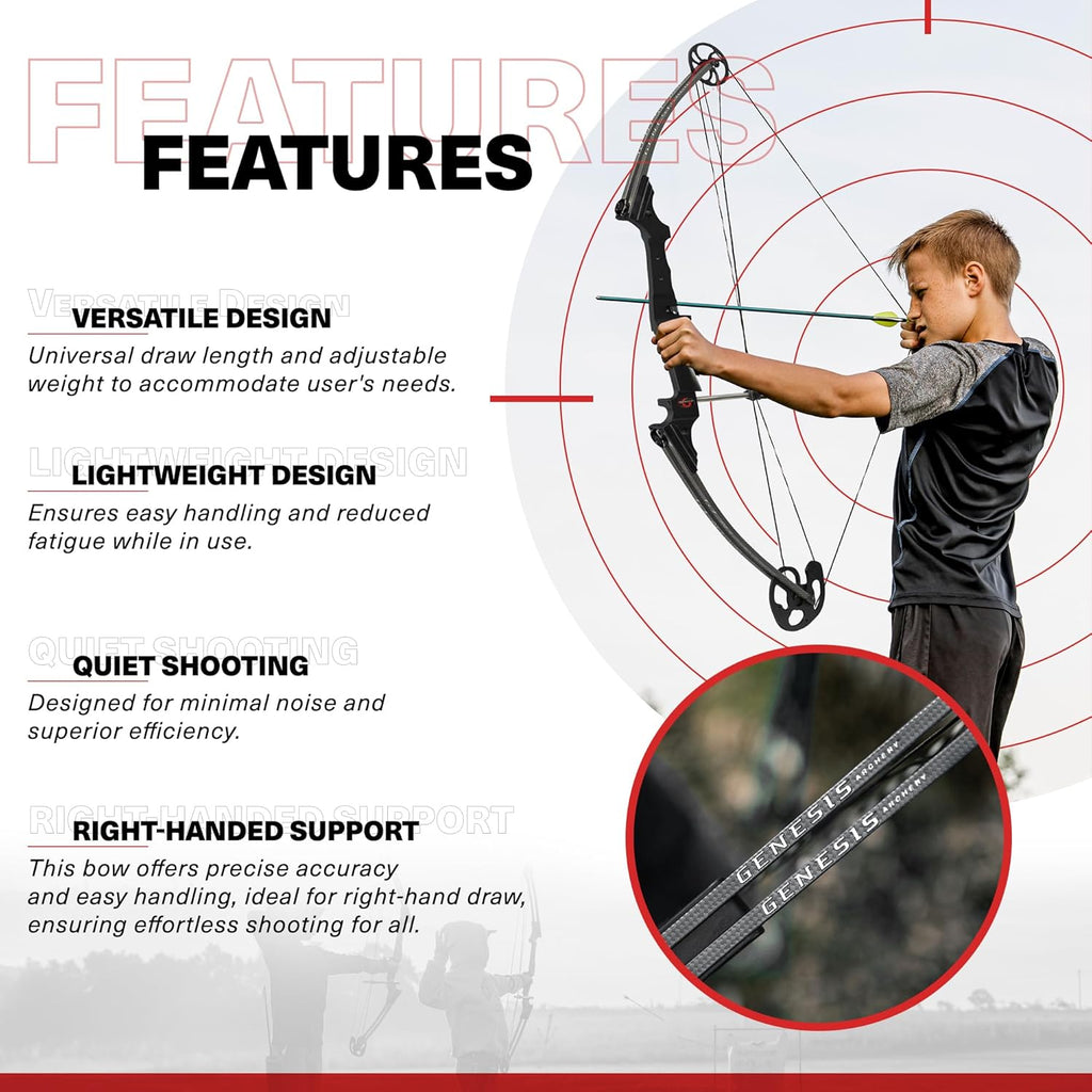 Lightweight Right Handed Compound Bow with Adjustable Draw Weight and Draw Length D332