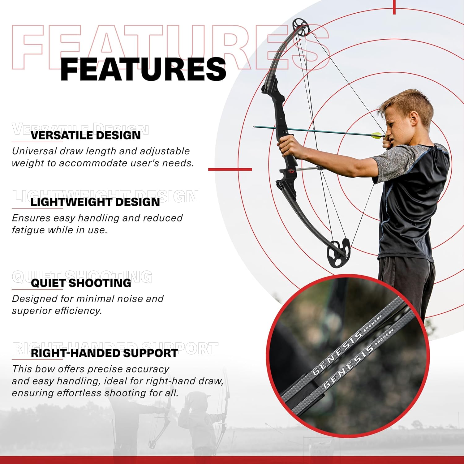 Lightweight Right Handed Compound Bow with Adjustable Draw Weight and Draw Length D332