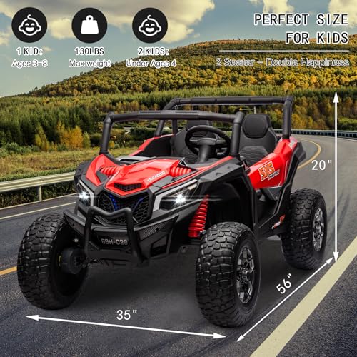 24V 2 Seater Kids Ride on UTV Car, 4WD Battery Powered Electric Vehicle with Remote Control, Safety Belts, 3 Speeds, Bluetooth (Pink) T565