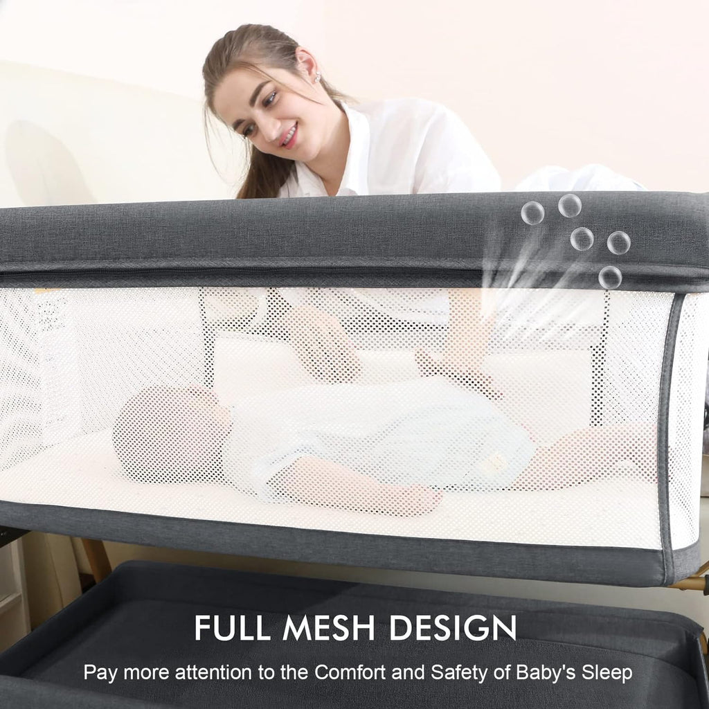 3 in 1 Baby Bassinet with Storage Basket and Wheels T575