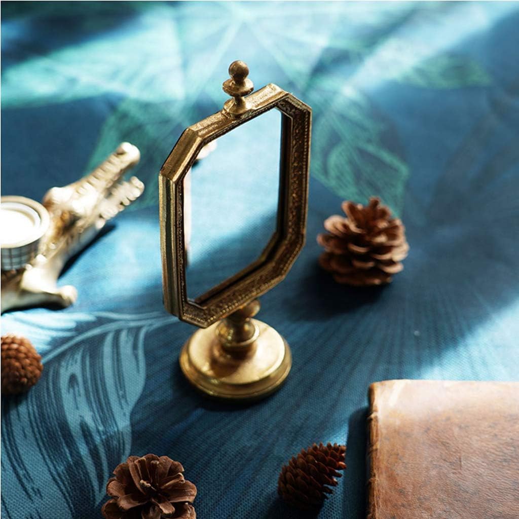 Retro Golden Handmade Desktop Makeup Mirror 4x9 Inches A45782