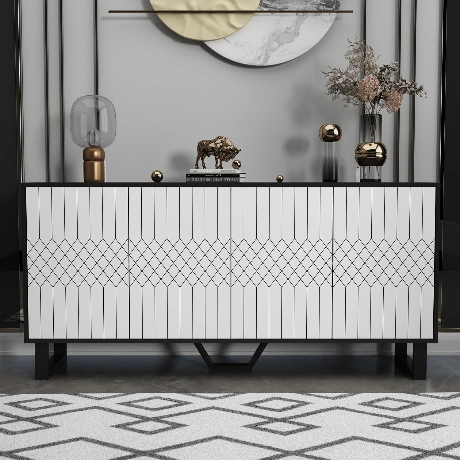 63 inch Sideboard with Pop-Up Doors Y972
