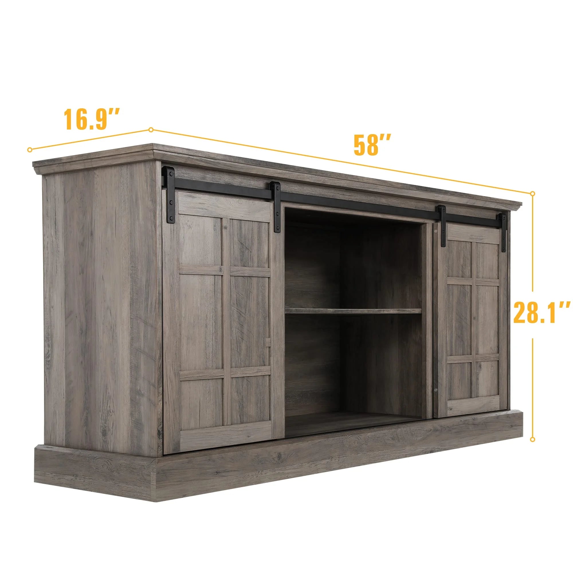 Gray Wash Farmhouse TV Stand with Electric Fireplace E7581
