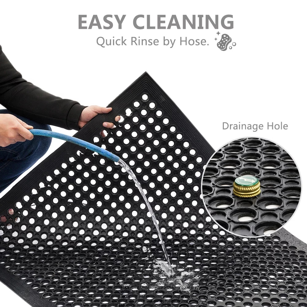 60" x 36" Anti-Fatigue Non-Slip Rubber Floor Mat with Holes M30978