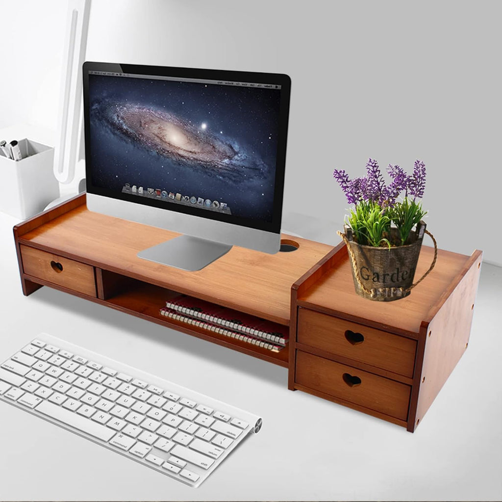 Bamboo Monitor Stand with 3 Drawers H41931