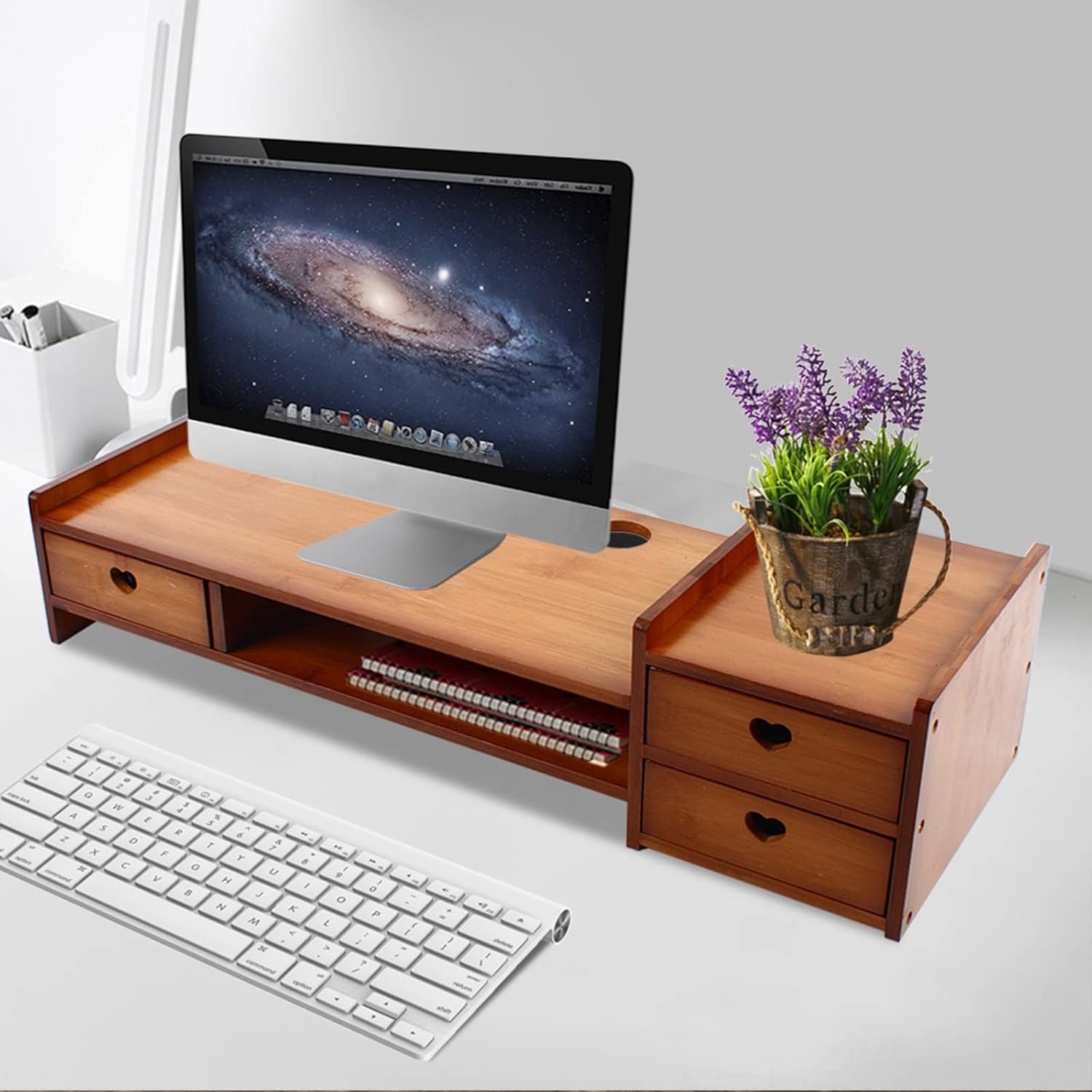 Bamboo Monitor Stand with 3 Drawers H41931