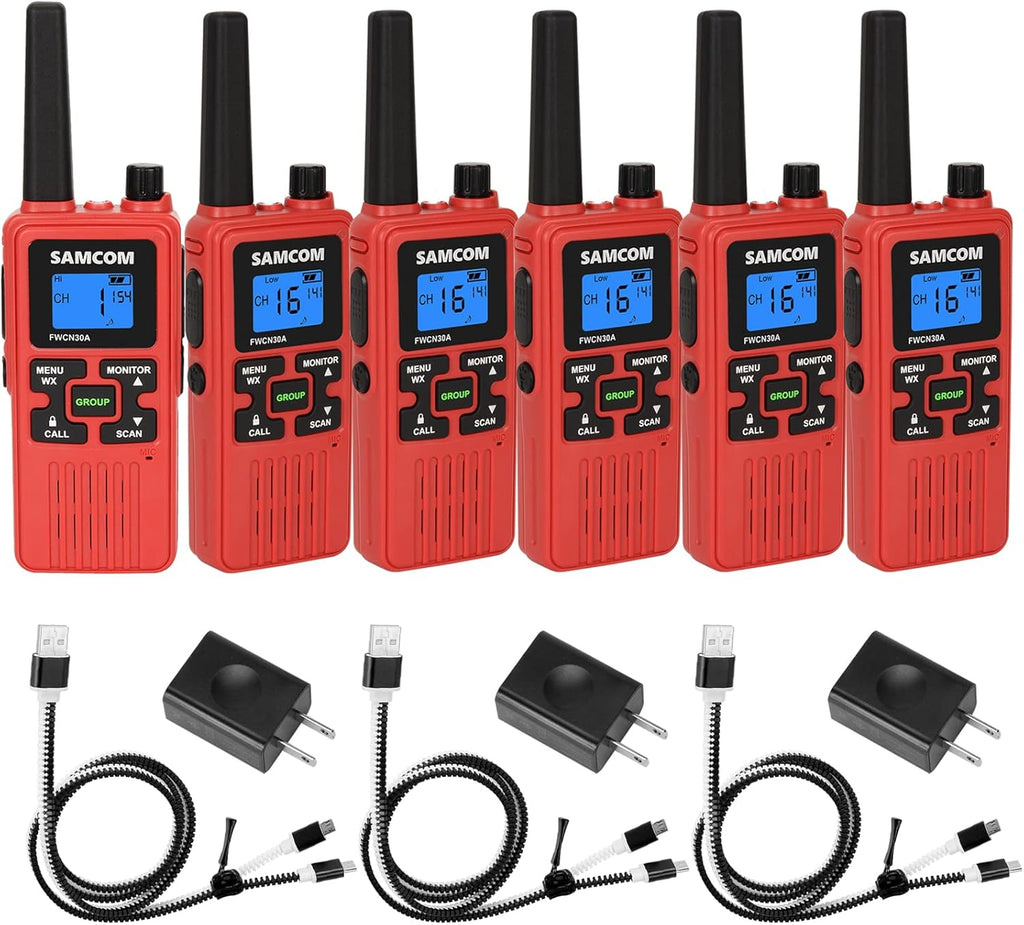 6 Pcs Black FRS 2-Way Radios with 1250mAh Battery W310006