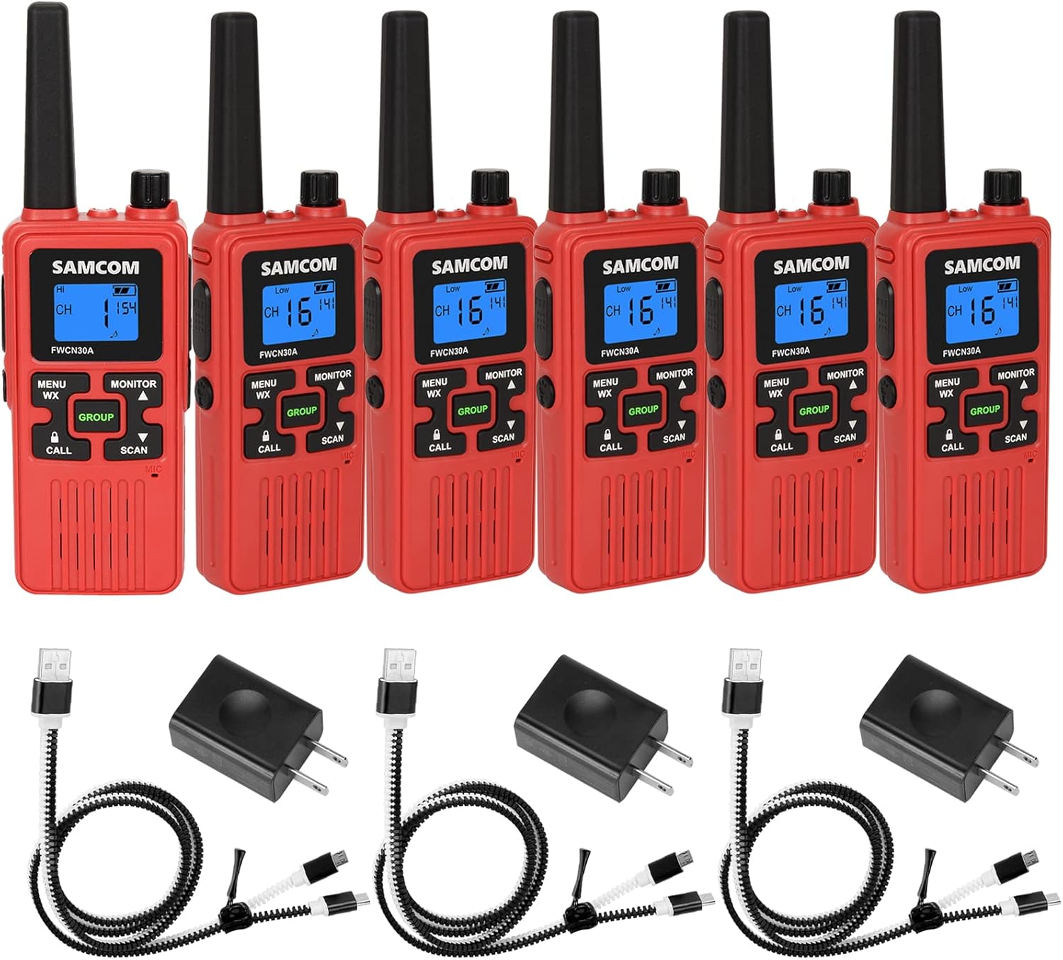 6 Pcs Black FRS 2-Way Radios with 1250mAh Battery W310006