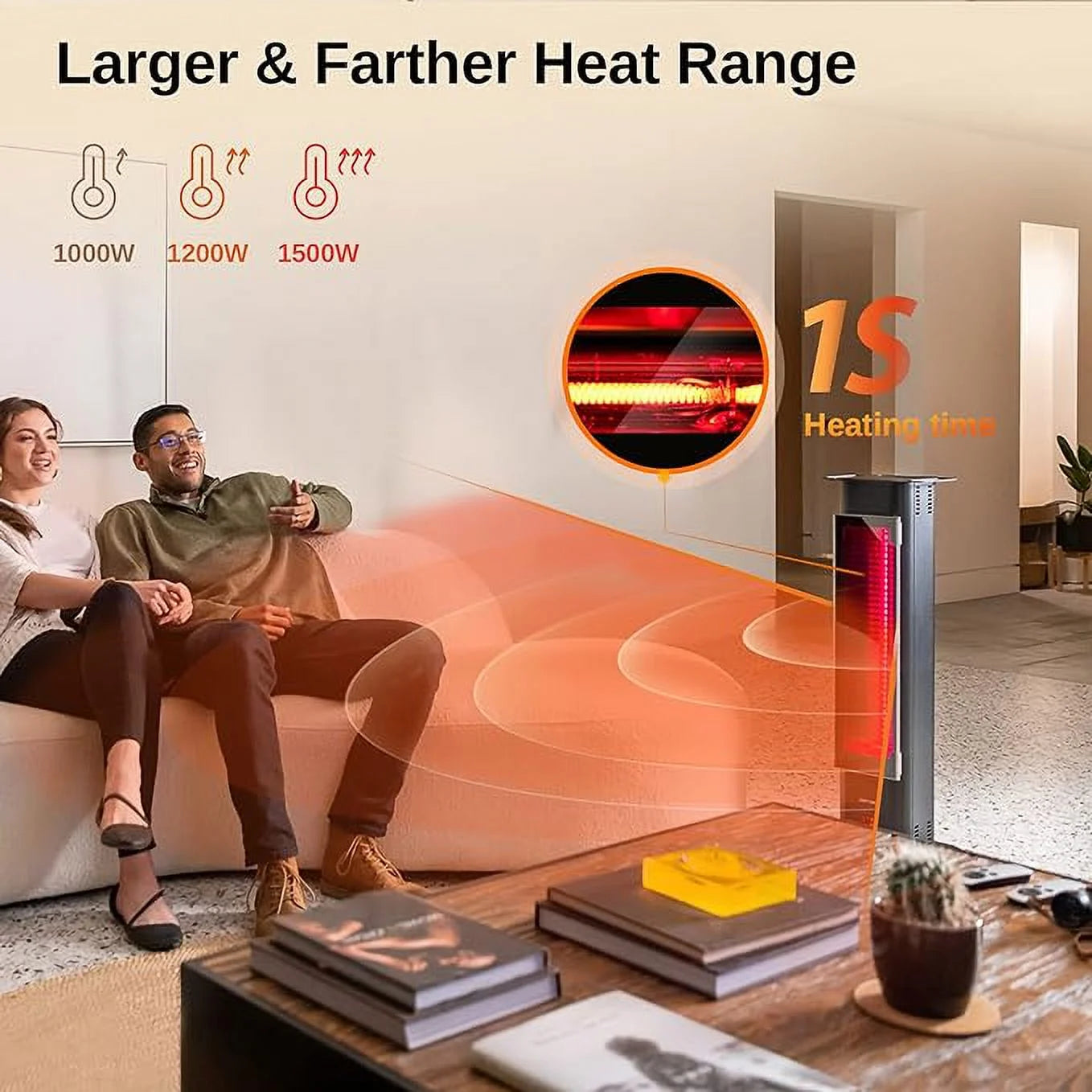 Open Box Patio Heater 1500W Infrared Electric Heater Portable Tower S48051