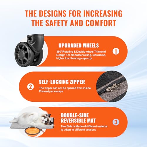 Airline Approved Expandable Rolling Pet Carrier with Telescopic Handle F633