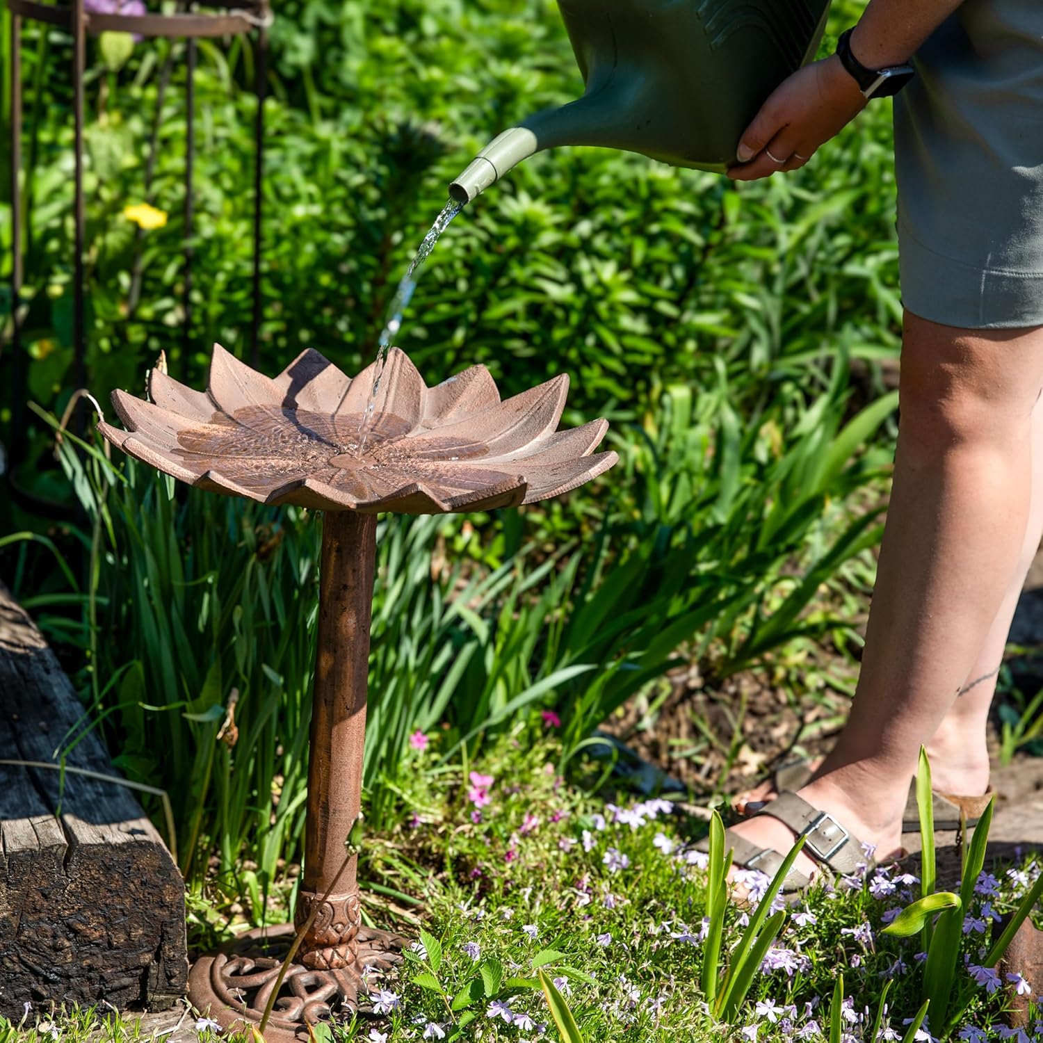 Copper Patina Cast Aluminum Bird Bath Q86297